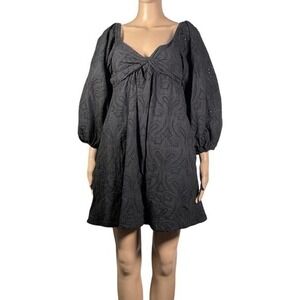 Banana Republic Black Puff Sleeve Eyelet Lace Mini Dress Size XXS - "Rowena"